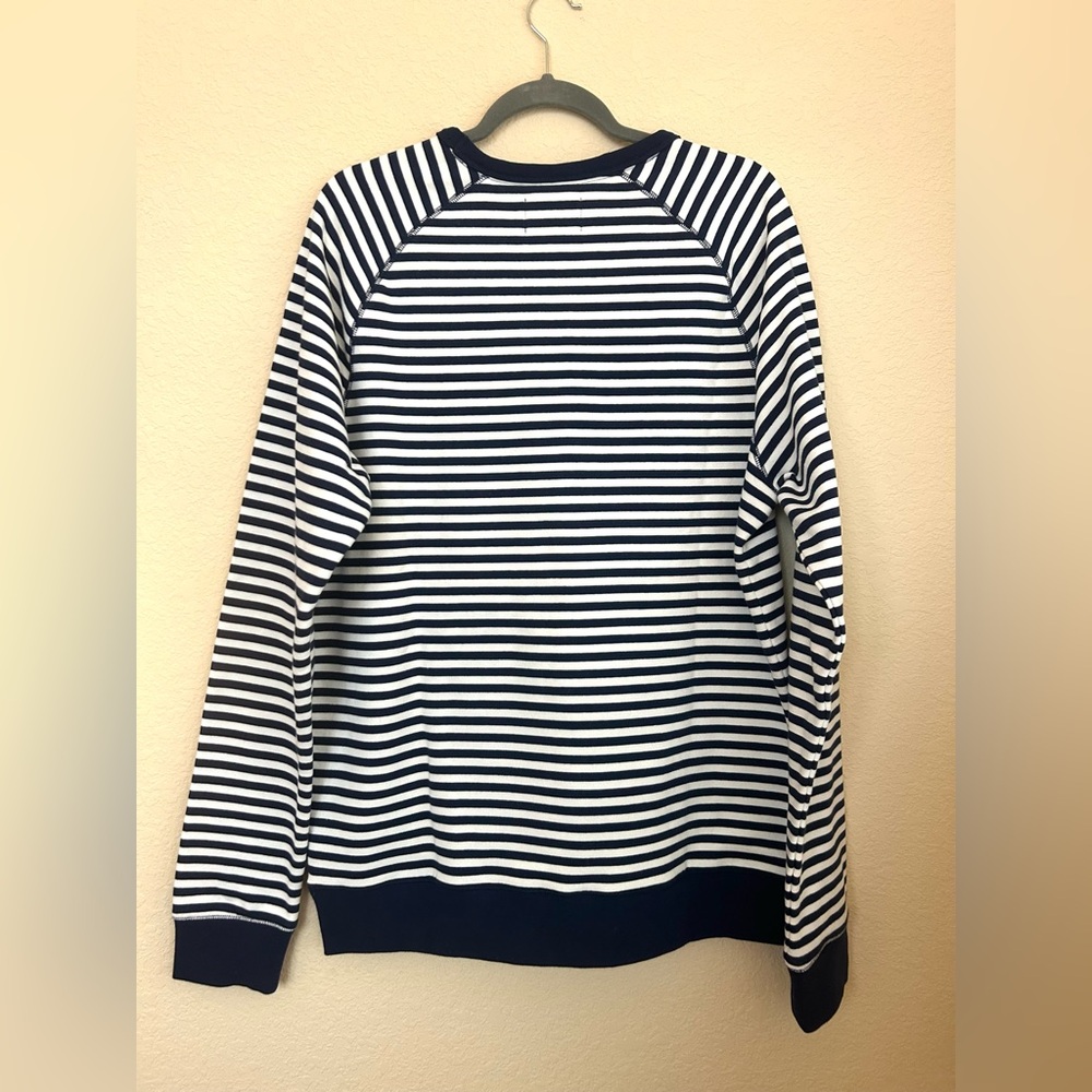 Lands End Serious Sweats Nautical Blue & White Mens Sweatshirt Sz M/T - Picture 4 of 9